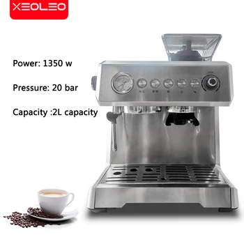Эспрессо-машина XEOLEO с кофемолкой 2 в 1 Кофеварка 20 бар Кофемашина 1350 Вт Эспрессо-машина с кофемолкой объемом 2 л