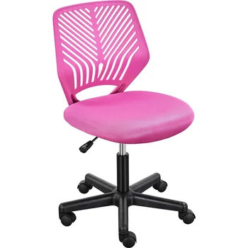 Офисное кресло SMILE MART с Регулируемыми Подлокотниками со средней Спинкой, Розово-Красное игровое кресло офисное кресло