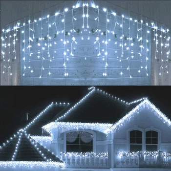 5 м Водонепроницаемый открытый Рождественский светильник, Опускающийся на 0,4-0,6 м светодиодный Занавес, Гирлянды из Сосулек, Карнизы для сада, декоративные светильники