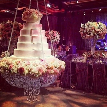 Подставка для торта для свадебной вечеринки, Прозрачные хрустальные бусины, подвесное украшение