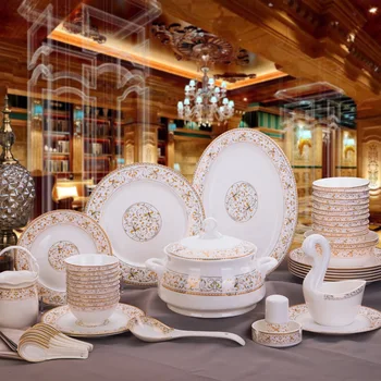 Набор керамической посуды Цзиндэчжэнь Остров Солнца Лебединое озеро Костяной фарфор рисовая миска тарелка домашний подарок