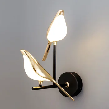 Форма птицы 110 В-220 В Кронштейн Настенный светильник Роскошный светодиодный светильник для прикроватной тумбочки, спальни, гостиной