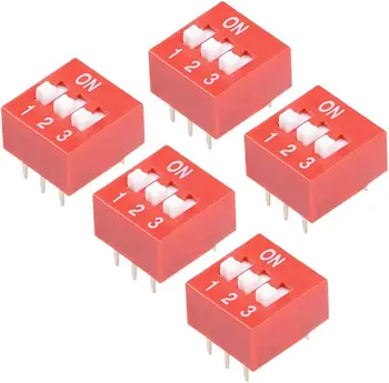 Keszoox 5 шт. Красный DIP-переключатель 1 2 3 положения с шагом 2,54 мм для макетных плат PCB